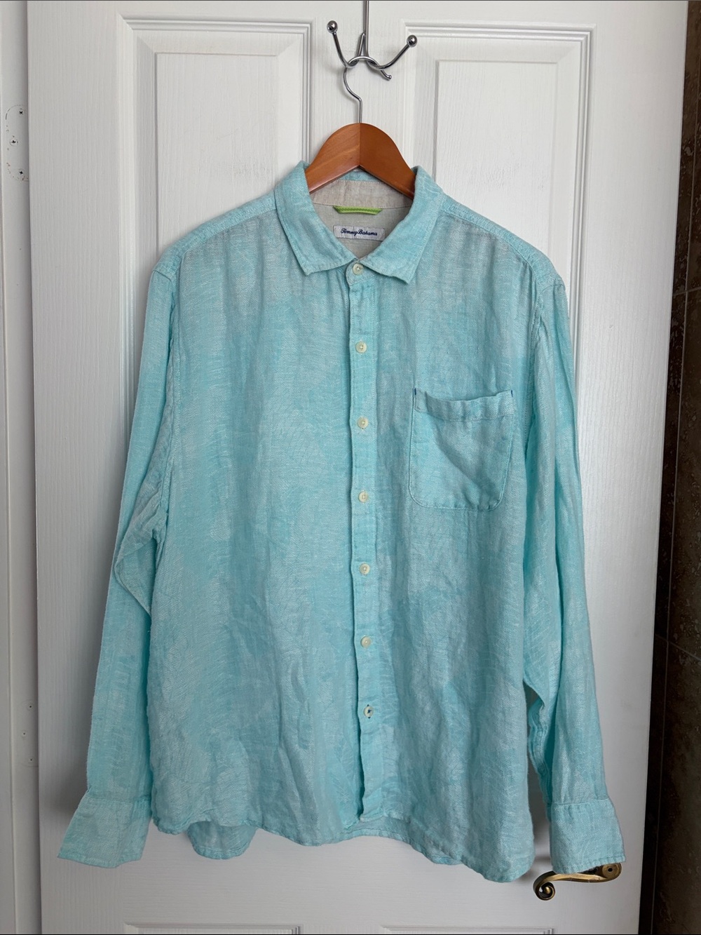 Tommy Bahama Light Aqua Linen Button-Down Shirt
